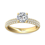 FlyerFit Micropave 18K Yellow Gold Engagement Ring