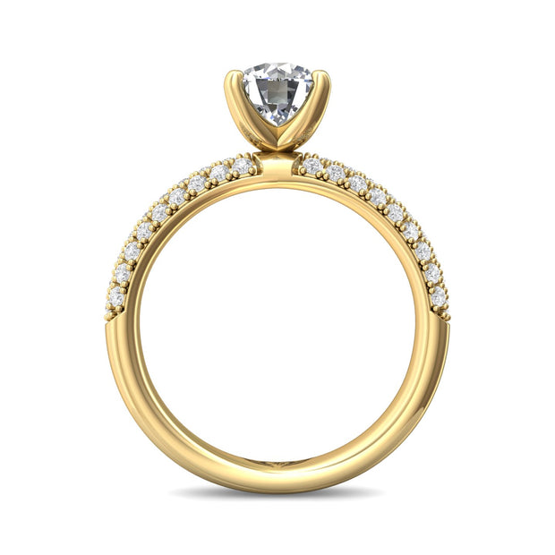 FlyerFit Micropave 18K Yellow Gold Engagement Ring