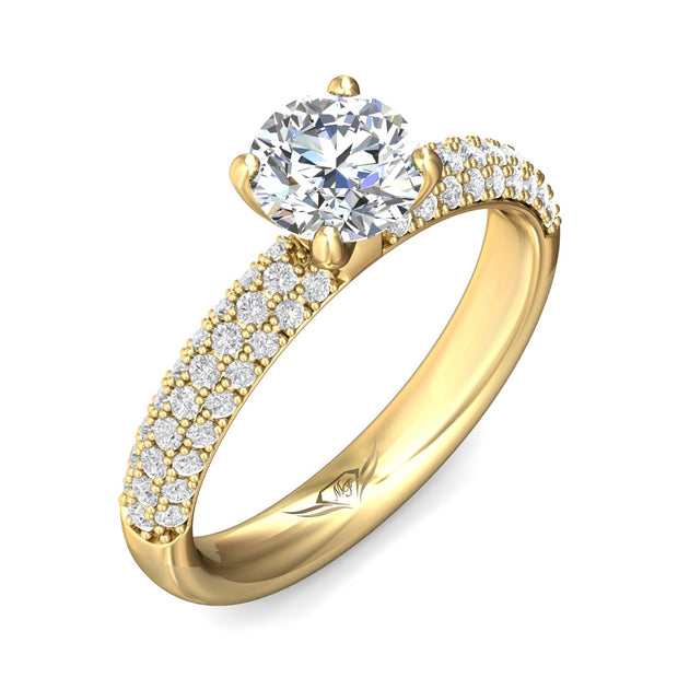 FlyerFit Micropave 14K Yellow Gold Engagement Ring