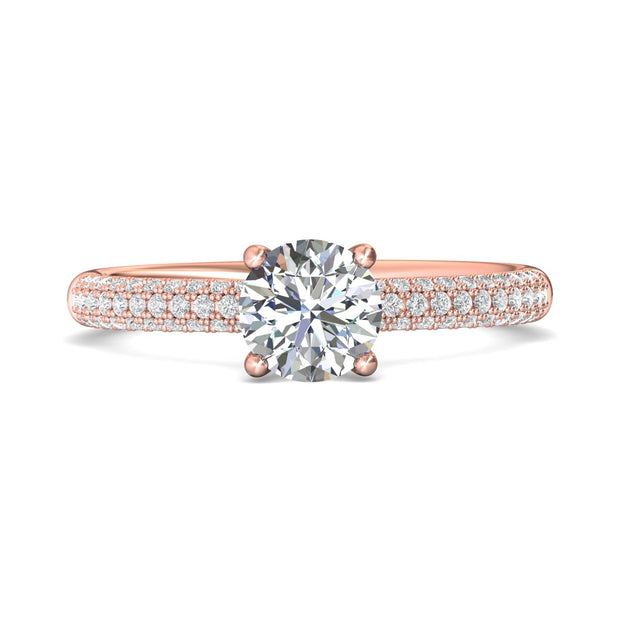 FlyerFit Micropave 18K Pink Gold Engagement Ring