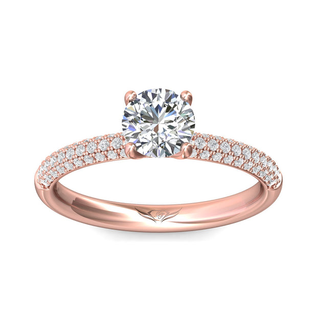 FlyerFit Micropave 14K Pink Gold Engagement Ring