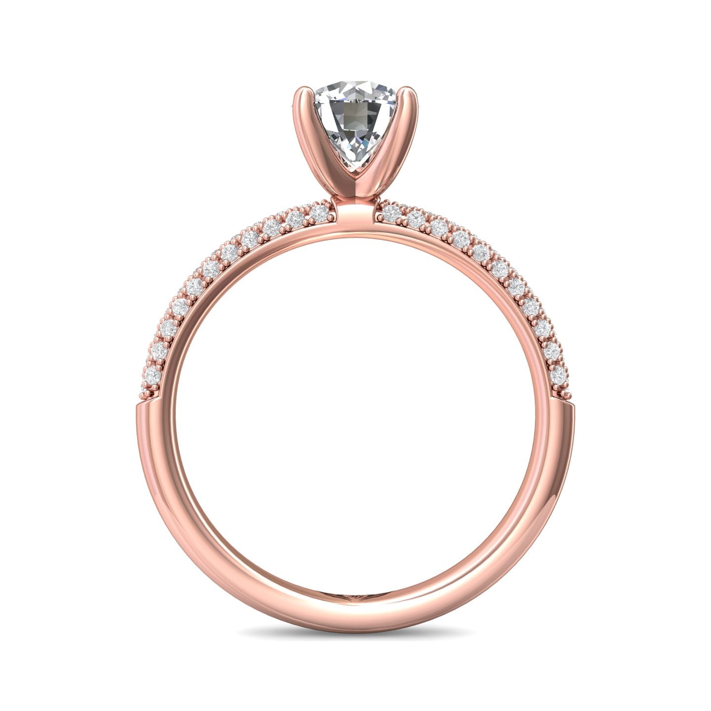 FlyerFit Micropave 18K Pink Gold Engagement Ring