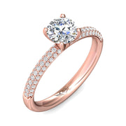 FlyerFit Micropave 18K Pink Gold Engagement Ring