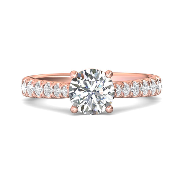 FlyerFit Micropave 18K Pink Gold Engagement Ring