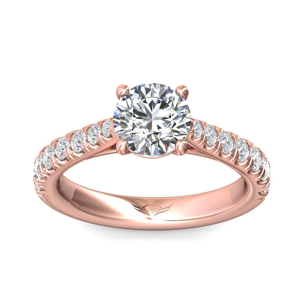 FlyerFit Micropave 18K Pink Gold Engagement Ring