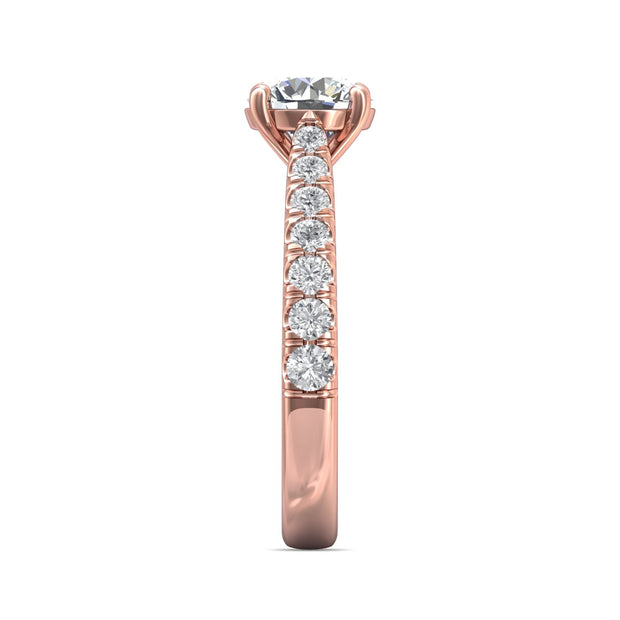 FlyerFit Micropave 18K Pink Gold Engagement Ring