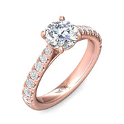 FlyerFit Micropave 18K Pink Gold Engagement Ring