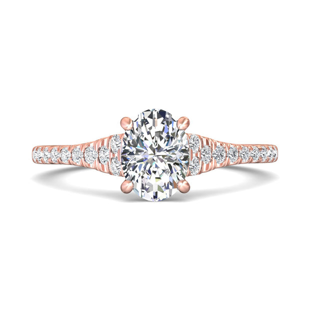 FlyerFit Micropave 14K Pink Gold Engagement Ring