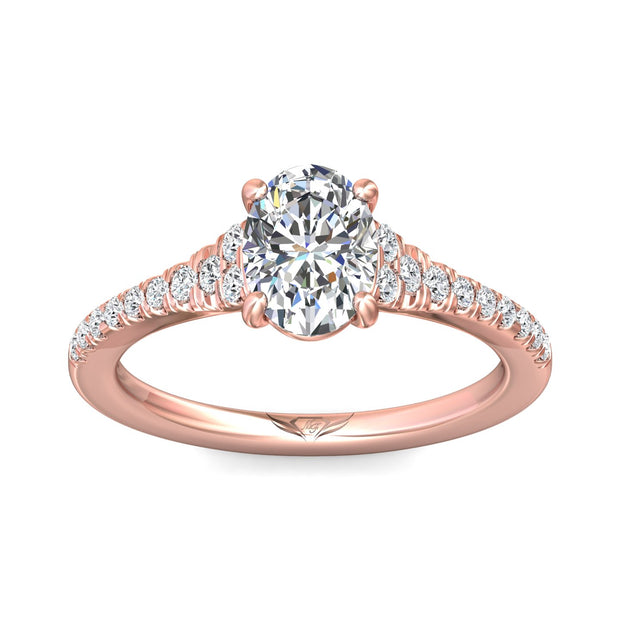 FlyerFit Micropave 14K Pink Gold Engagement Ring