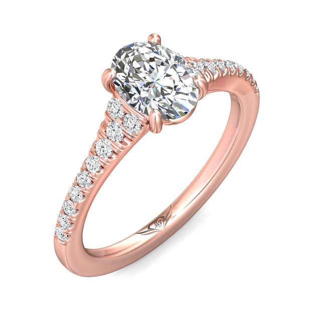 FlyerFit Micropave 14K Pink Gold Engagement Ring