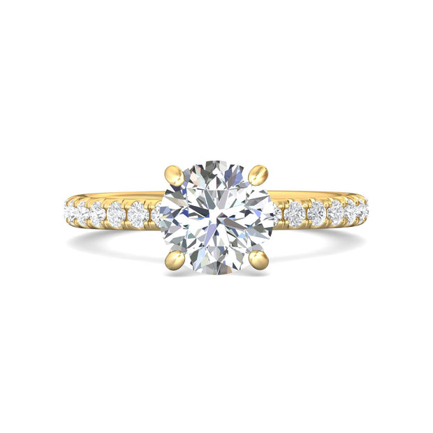 FlyerFit Micropave 18K Yellow Gold Engagement Ring