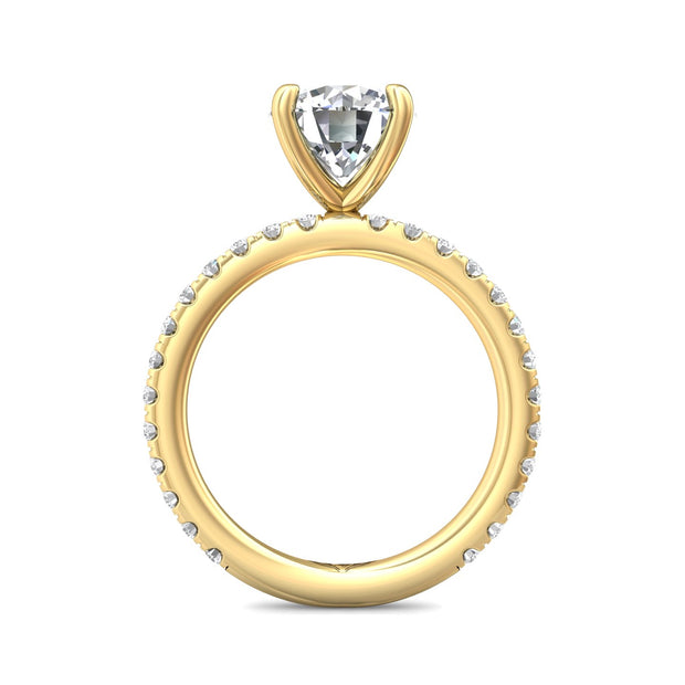 FlyerFit Micropave 18K Yellow Gold Engagement Ring