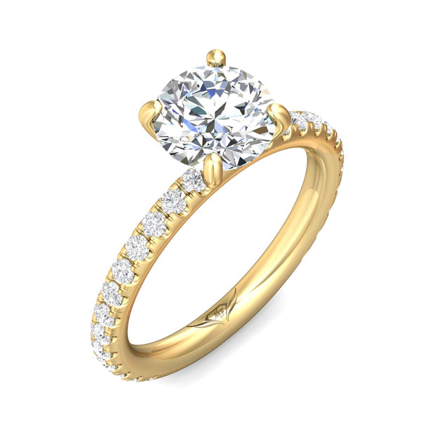 FlyerFit Micropave 18K Yellow Gold Engagement Ring