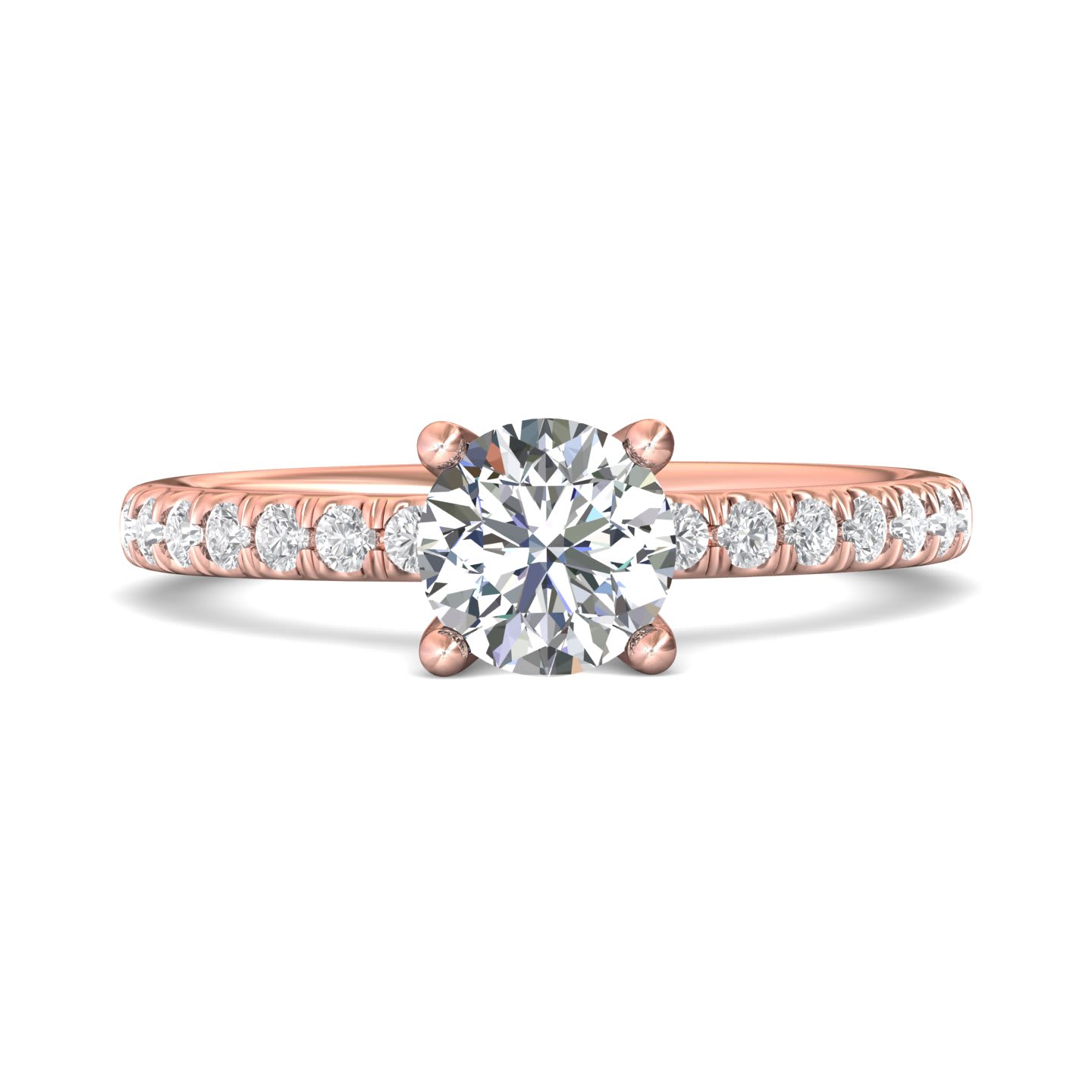 FlyerFit Micropave 14K Pink Gold Engagement Ring