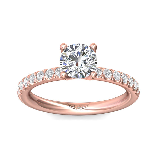 FlyerFit Micropave 18K Pink Gold Engagement Ring