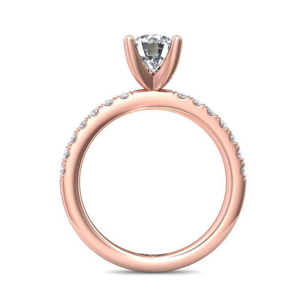 FlyerFit Micropave 18K Pink Gold Engagement Ring