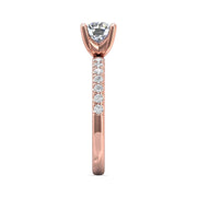 FlyerFit Micropave 18K Pink Gold Engagement Ring