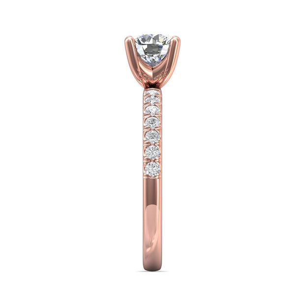 FlyerFit Micropave 18K Pink Gold Engagement Ring