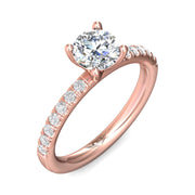 FlyerFit Micropave 18K Pink Gold Engagement Ring