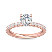 FlyerFit Micropave 14K Pink Gold Engagement Ring