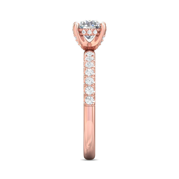 FlyerFit Micropave 14K Pink Gold Engagement Ring