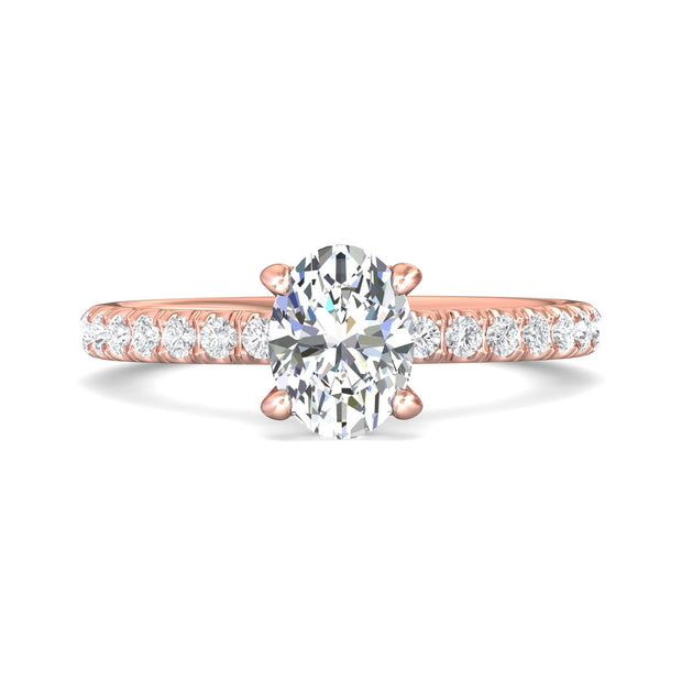 FlyerFit Micropave 14K Pink Gold Engagement Ring