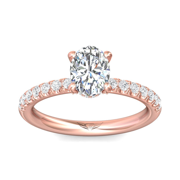 FlyerFit Micropave 14K Pink Gold Engagement Ring