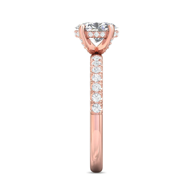 FlyerFit Micropave 14K Pink Gold Engagement Ring