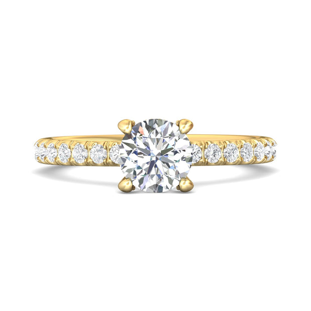 FlyerFit Micropave 18K Yellow Gold Engagement Ring