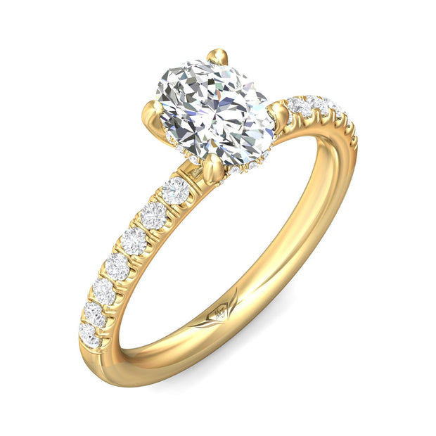 FlyerFit Micropave 18K Yellow Gold Engagement Ring