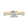 FlyerFit Micropave 18K Yellow Gold Engagement Ring