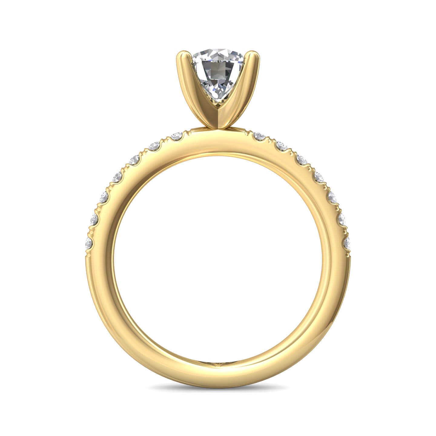 FlyerFit Micropave 18K Yellow Gold Engagement Ring