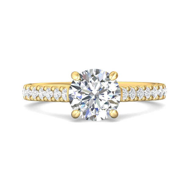 FlyerFit Micropave 18K Yellow Gold Engagement Ring