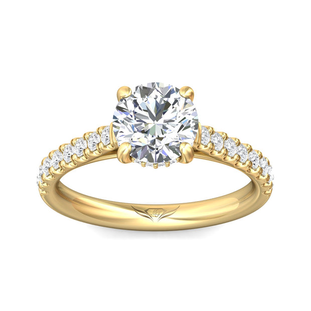 FlyerFit Micropave 18K Yellow Gold Engagement Ring