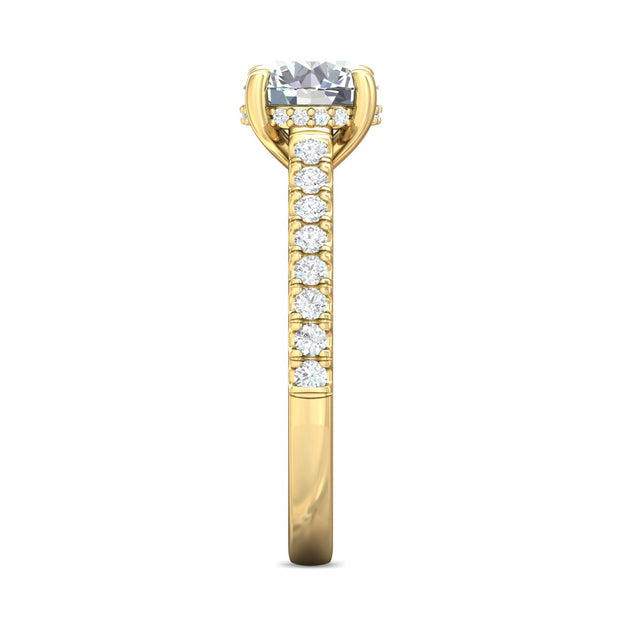 FlyerFit Micropave 18K Yellow Gold Engagement Ring