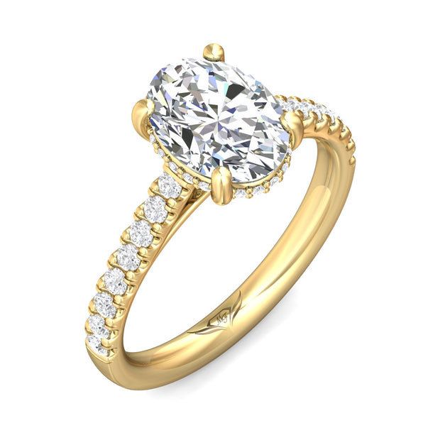 FlyerFit Micropave 18K Yellow Gold Engagement Ring