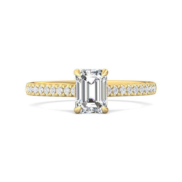 FlyerFit Micropave 18K Yellow Gold Engagement Ring