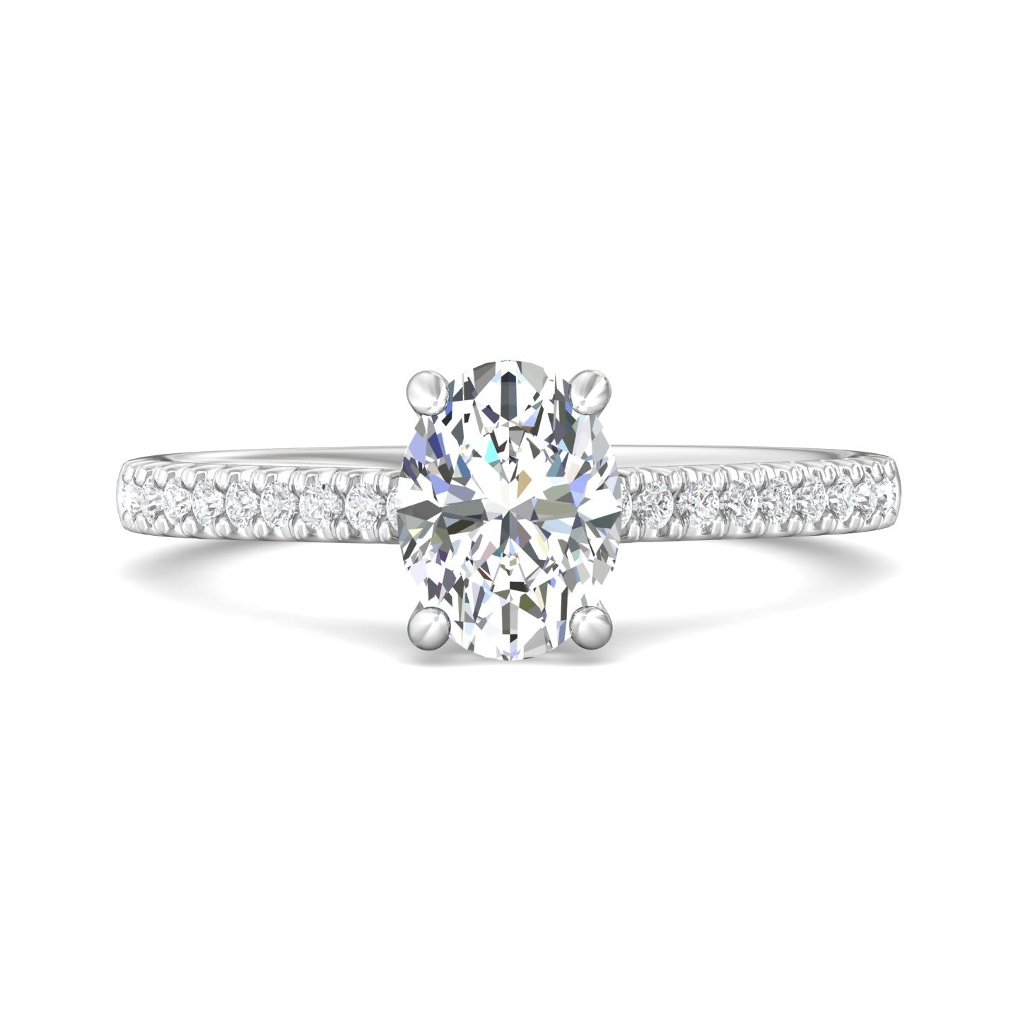 FlyerFit Micropave 14K White Gold Engagement Ring