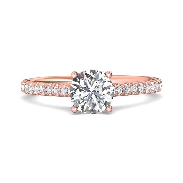 FlyerFit Micropave 18K Pink Gold Engagement Ring