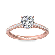 FlyerFit Micropave 18K Pink Gold Engagement Ring