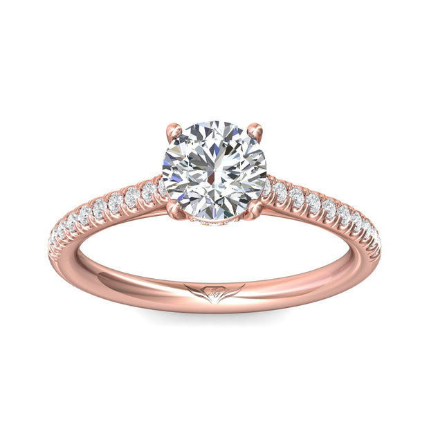 FlyerFit Micropave 18K Pink Gold Engagement Ring