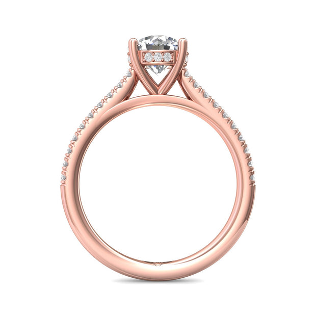 FlyerFit Micropave 18K Pink Gold Engagement Ring