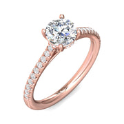 FlyerFit Micropave 18K Pink Gold Engagement Ring