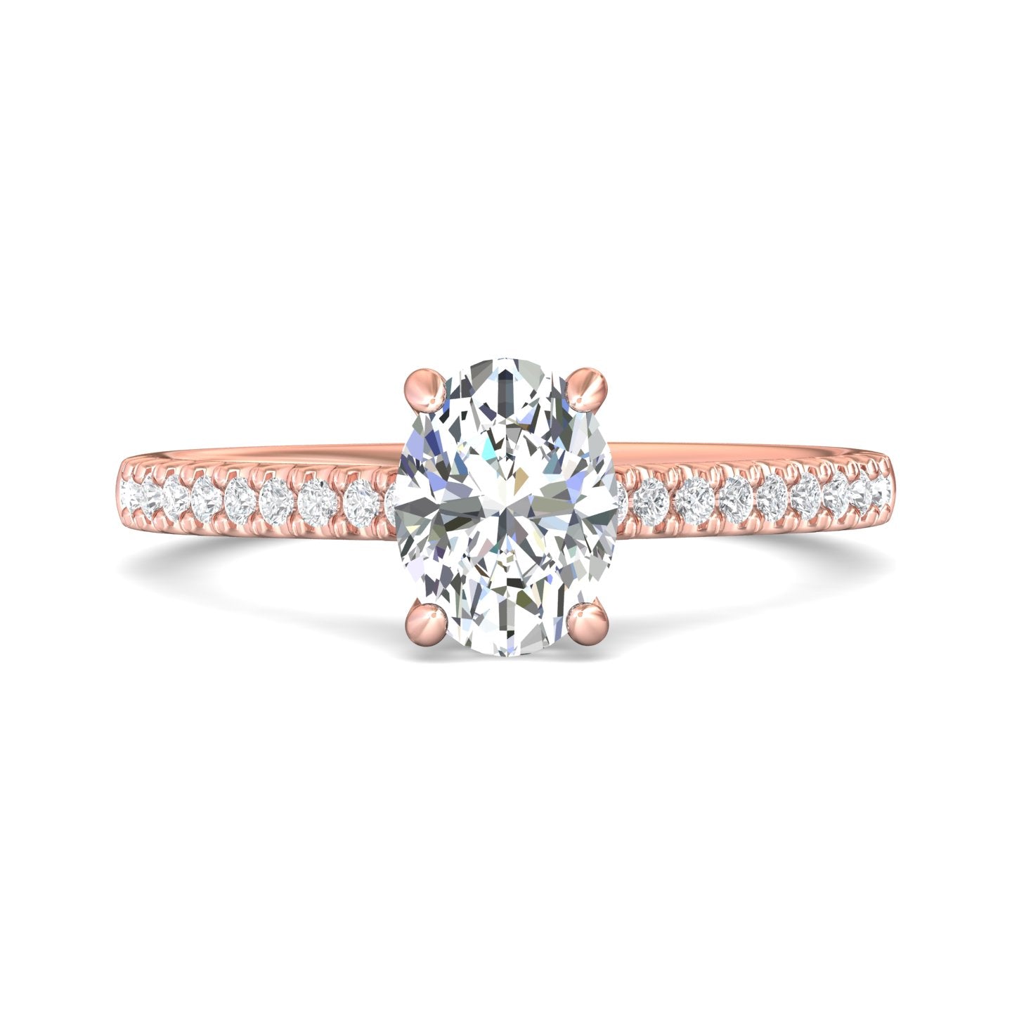 FlyerFit Micropave 14K Pink Gold Engagement Ring