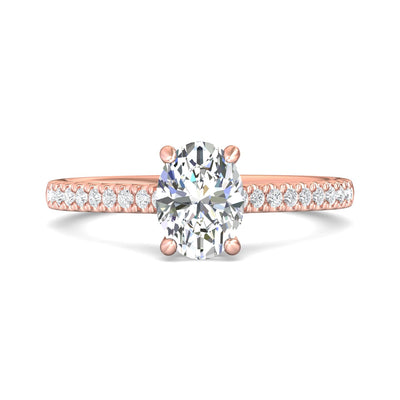 FlyerFit Micropave 14K Pink Gold Engagement Ring