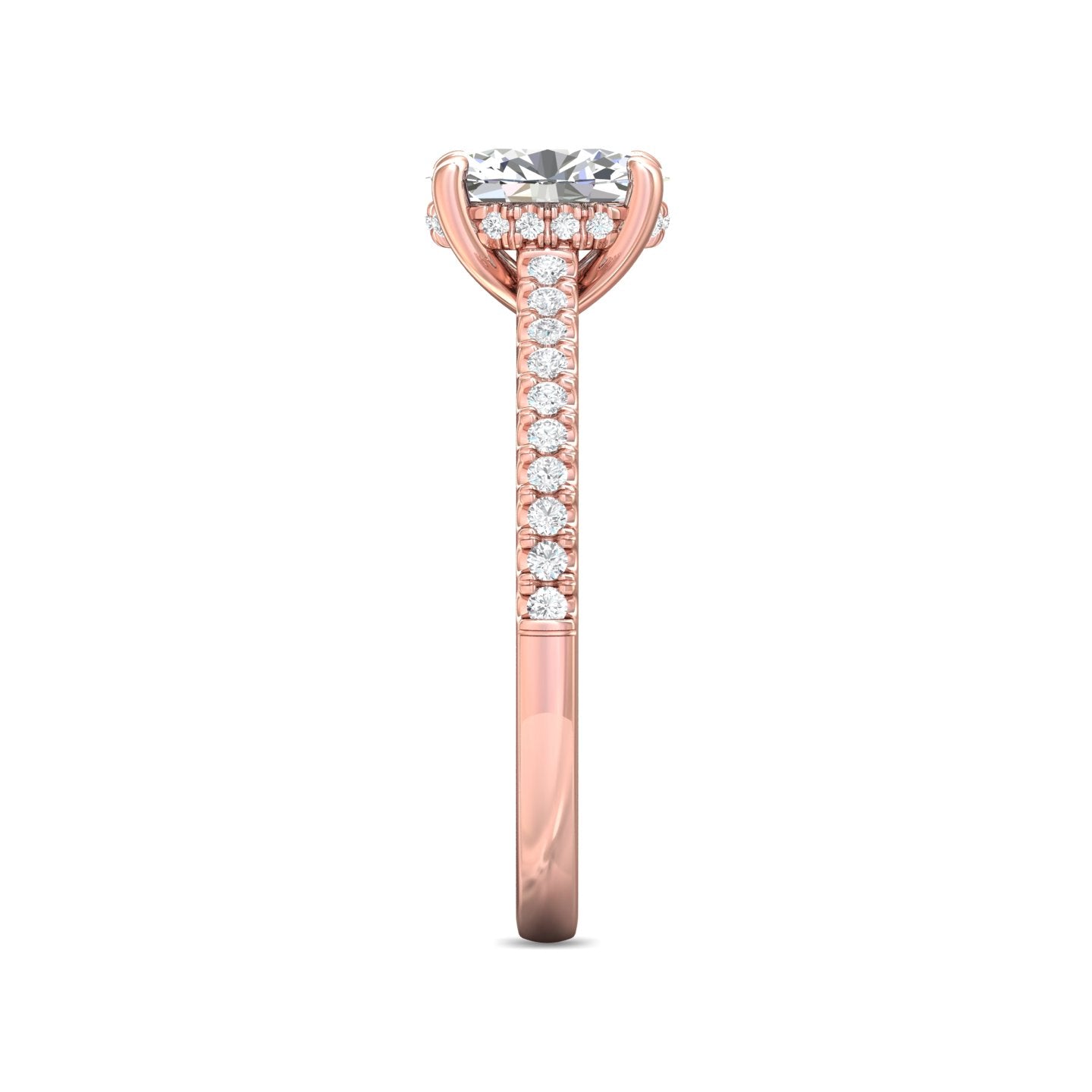 FlyerFit Micropave 14K Pink Gold Engagement Ring