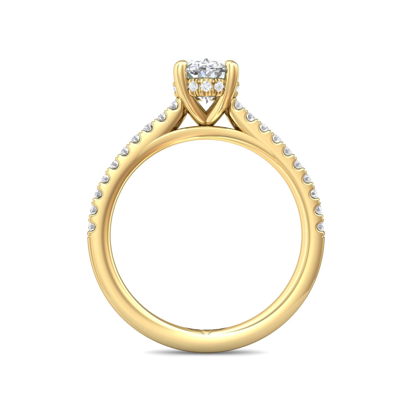 FlyerFit Micropave 14K Yellow Gold Engagement Ring