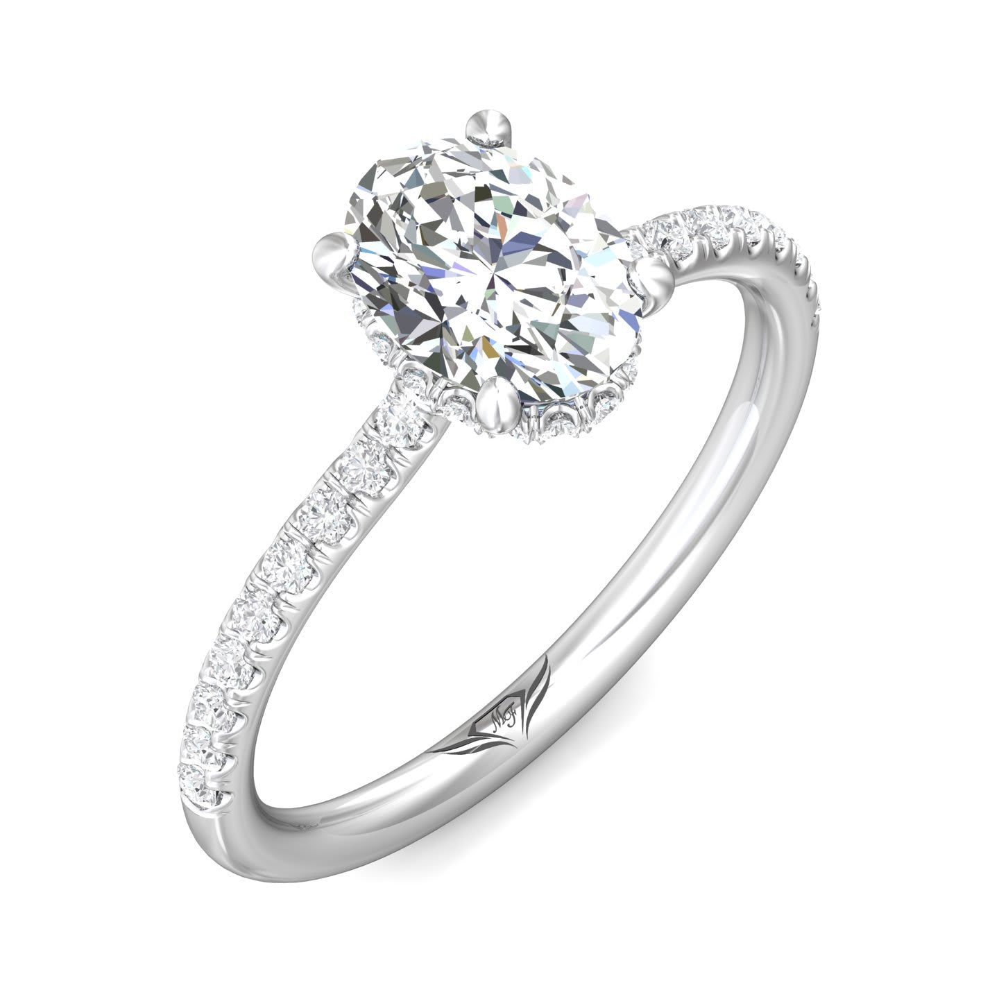 FlyerFit Micropave 14K White Gold Engagement Ring