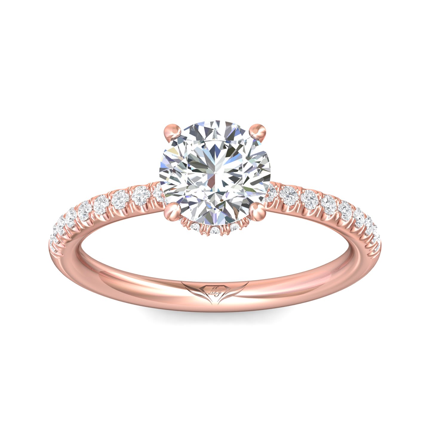 FlyerFit Micropave 14K Pink Gold Engagement Ring