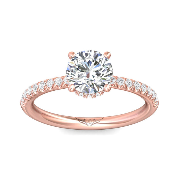 FlyerFit Micropave 14K Pink Gold Engagement Ring